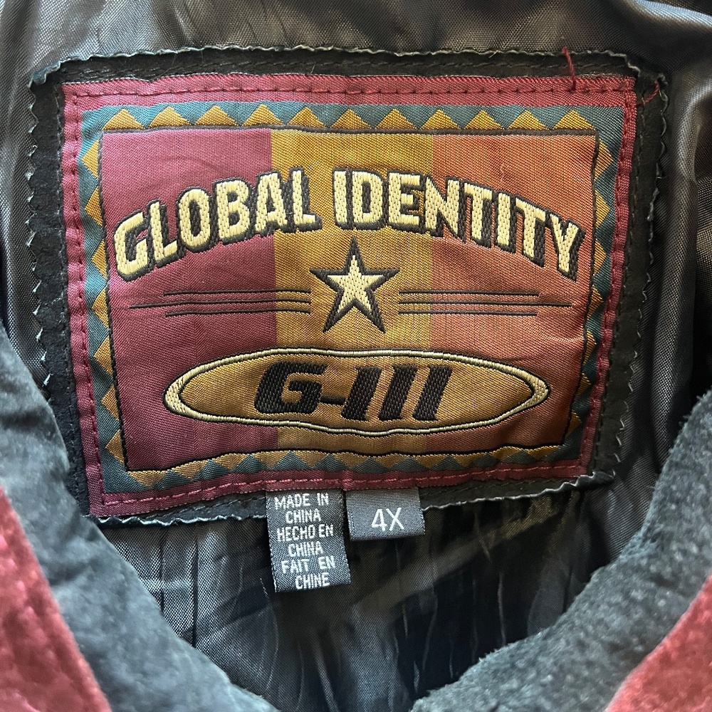 Vintage Global Identity G-III Suede Coat Blue and Burgundy Size 4X - Picture 10 of 16